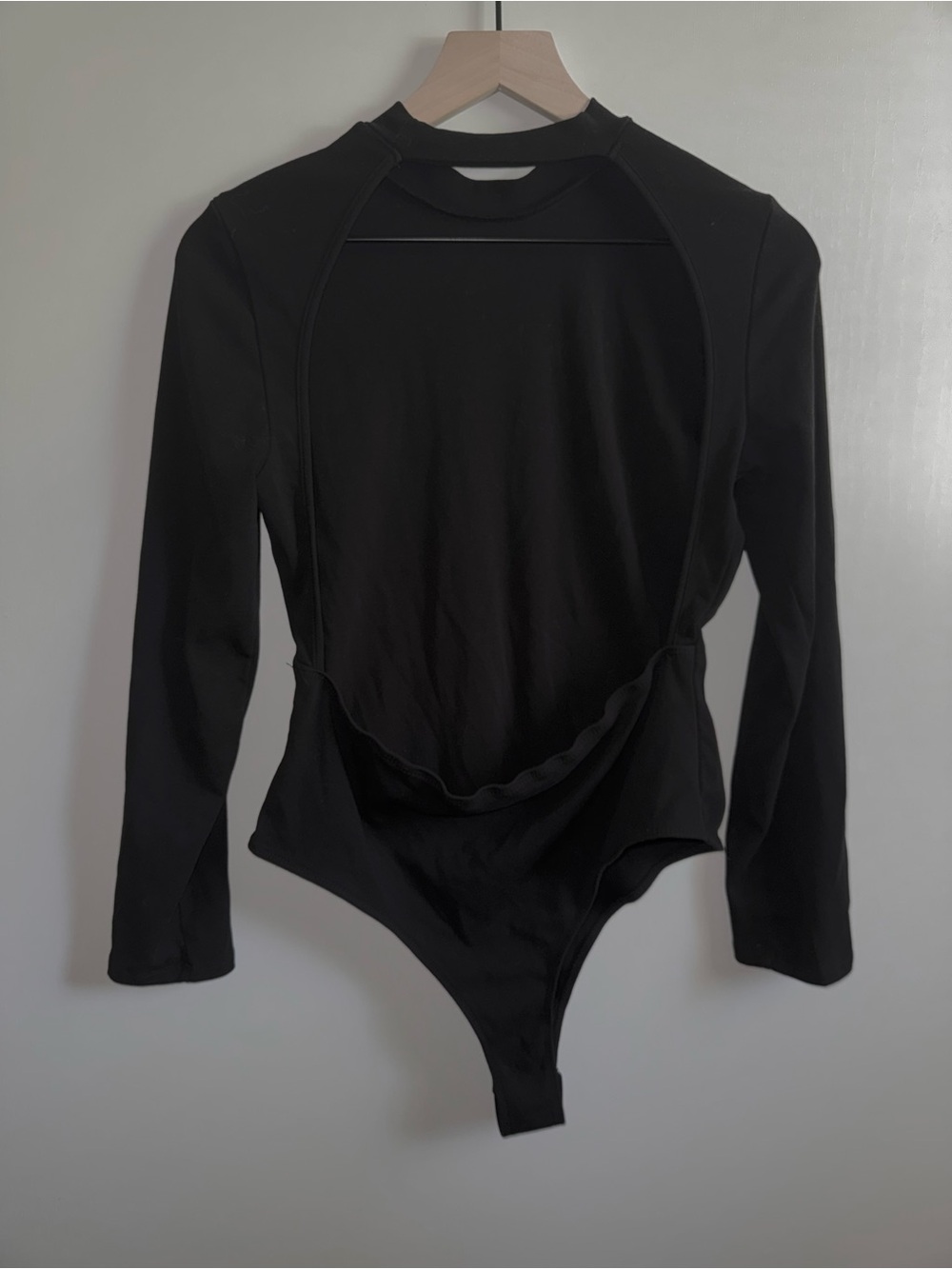 SHEIN Long Sleeve Open Back Bodysuit Women Size XL Black Cotton Blend